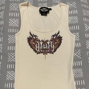 S Harley Davidson ribbed tank with rhinestone/stud design